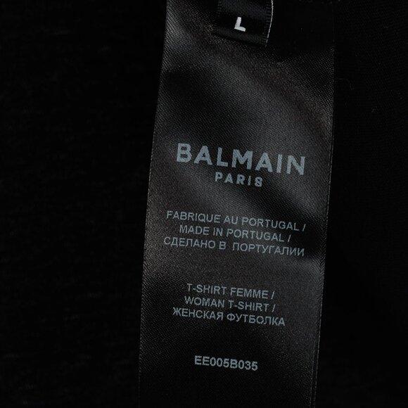 Balmain Black Cotton Cropped Lime-Logo-Print T-Shirt - Picture 7 of 9